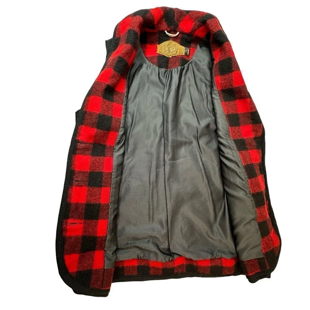 WOOLRICH Vintage Red Black Plaid Vest Size M